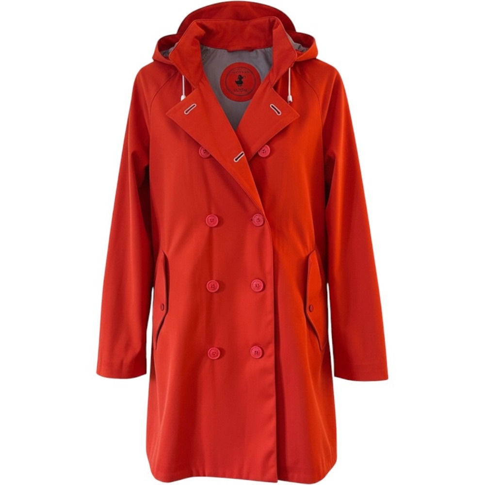 Save The Duck Rainy Orange Double Breasted Raincoat Hooded Jacket Womens XS